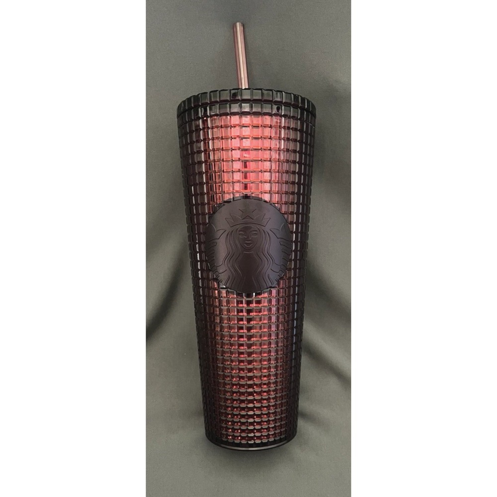 Starbucks Studded Berry Plum Grid‎ Disco Tumbler Holiday Cold Cup 24 oz 2023